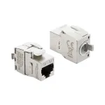 Delock 90990 Keystone moodul RJ45&ndash;LSA Cat.6A, t&ouml;&ouml;riistavaba, varjestatud metall, h&otilde;bedane/valge