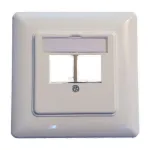 EFB Elektronik 2-pordiline Keystone raamikomplekt ET-25091 &mdash; sirge DIN49075 pesa, RAL9003 valge, 80&times;80 mm raam 50&times;50 mm keskplaadiga