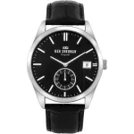 Ben Sherman meeste analoogkvartskell WB039BB 43mm must sihverplaat mustast nahast rihm