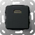 Gira HDMI seinaplaadi sisestus 2.0a+ HDR, 1-port, matt must 567010