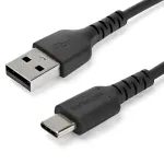StarTech.com 1 m USB A&ndash;USB C laadimiskaabel &ndash; vastupidav kiirlaadimise ja s&uuml;nkroonimise USB 2.0&ndash;USB Type C andmekaabel &ndash; tugev TPE mantel, aramiidkiuga, M/M, 3 A, must &ndash; Samsung S10, iPad Pro, Pixel