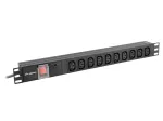 Toitejaotusseade LANBERG PDU-10I-0200-IEC-BK &mdash; 10&times; C13 pistikupesa, 2 m kaabel, 10 A, 2500 W, must