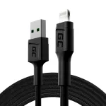 Lightning to USB-A kaabel Green Cell KABGC12, 2 m, Lightning &ndash; USB A, Must