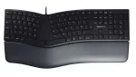 Juhtmega ergonoomiline t&auml;issuuruses klaviatuur Cherry KC 4500 ERGO Must USB QWERTY UK 109 klahvi k&otilde;vera paigutusega randmetugi 1,8 m kaabel
