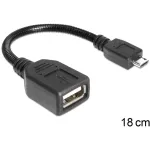 DeLOCK 83293 USB OTG-kaabel, Micro-USB B (M) &ndash; USB 2.0 A (F), 0,18 m