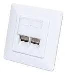 Intellinet 2-pordiline Cat6 10G varjestatud RJ45 seinapistikupesa, s&uuml;vistatav paigaldus koos esipaneeliga, STP, signaalvalge RAL9003