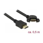 HDMI-kaabel DeLOCK 85467 0,5 m t&uuml;&uuml;p A isane emasele Must
