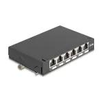 Patch-paneel DELOCK Mini Desktop RJ45 6-pordiline Cat.6A varjestatud, metall, must, 80&times;22&times;125 mm