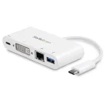 StarTech.com USB C mitme pordiga adapter - USB-C DVI-D (digitaalne) videoadapter, 60 W toiteedastus, GbE, USB-A - kaasaskantav USB-C/Thunderbolt 3 mini s&uuml;learvuti dokkimisjaam