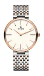 TITONI Airmaster meeste k&auml;ekell TQ52718SRG606 37mm &Scaron;veitsi kvarts h&otilde;bedane sihverplaat pruun nahkrihm