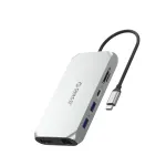 ORICO XCR 12-in-1 USB-C dokkimisjaam, 2x USB-A 3.1, 1x USB-A 2.0, 1x USB-C PD 100W, 1x USB-C 3.1, 2x HDMI 2.0 4K 60Hz, 1x DisplayPort 1.4 4K 60Hz, SD/microSD 3.0, RJ45 Gigabit Ethernet, 3.5mm Audio CTIA, H&otilde;bedane