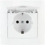 VCX WESA LC 18 Schuko pistikupesa hinged kaanega, pinnale paigaldatav, IP44, valge