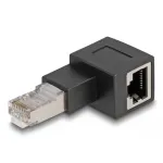 DeLOCK RJ45-pistik RJ45-pesasse adapter Cat.6A 90&deg; vasakule suunatud must