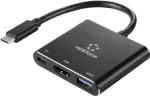 Renkforce RF-5133676 USB-C HDMI mitmeotstarbeline adapter koos toite edastamise ja USB-A-ga, 4K, 20 cm, must