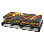 Clatronic RG 3757 raclette-grill, ristk&uuml;likukujuline, sooniline grillplaat 42x21 cm, 8 raclette-panni, 1400 W, roostevaba teras/plast 263946