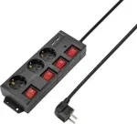 Sygonix RF-4737788 toitepikendus l&uuml;litiga, 6 Schuko pistikupesa, 1,5 m kaabel, must