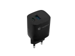 NATEC juhtmega mobiilseadme laadija NUC-2141, 30W, USB-C PD 3.0 + USB-A QC 3.0, 110&ndash;240V, must