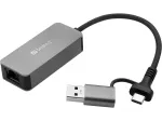 USB-C/A-adapter SANDBERG 136-68 koos 2.5 GbE RJ45 Ethernet-pordiga