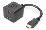 DIGITUS HDMI Y-jaoturkaabel, t&uuml;&uuml;p A - 2 x t&uuml;&uuml;p A M/F, 20 cm passiivne, Full HD, kuld must