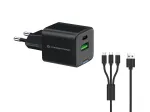 Conceptronic 2-pordiline 33W GaN USB PD laadija 3-in-1 laadimiskaabliga ALTHEA16B