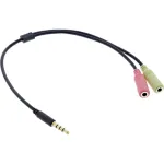InLine Audio peakomplekti adapterkaabel 3,5 mm isane 4-kontaktiline / 2&times; 3,5 mm, must, 2 m