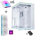 Lian Li O11 Dynamic EVO RGB PC-Enclosure Bundle + HydroShift II LCD-S 360TL AiO + 6x UNI FAN SL-INF 120 Reverse Blade Fan - Valge