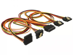 DeLOCK 60149 SATA toitejagaja kaabel, 15-kontaktiline pistik 4x 15-kontaktilisele pesale, lukustusega, 0,5 m, must/kollane/punane/oranž