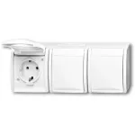 Pistikupesa CEE 7/3 Busch‑J&auml;ger 2084-0-0712, 2P+E, 16 A, 250 V, IP44, valge, 222&times;83&times;55 mm