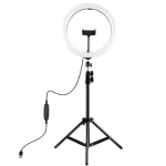 LED-ringsvalgus 30 cm statiiviga kuni 1,1 m ja telefonihoidikuga, USB