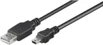 Goobay USB 2.0 Hi-Speed kaabel 1 m, must, 1 m - USB 2.0-pistik (t&uuml;&uuml;p A) > USB 2.0 minipistik (t&uuml;&uuml;p B, 5-kontaktiline) (45740)