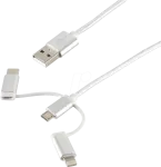 USB-kaabel ShiverPeaks BS14-50067 1m USB A USB C/Micro-USB B/Lightning valge