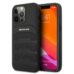 AMG AMHCP13LGSEBK iPhone 13 Pro / 13 6.1 Must k&otilde;va nahast &uuml;mbris s&uuml;vistatud joontega