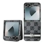 DKNY DKHCZF6PCPTSSK Kaitsev k&otilde;va &uuml;mbris Samsung Galaxy Z Flip6 F741 / Z Flip7 FE jaoks, must ruuduline muster tr&uuml;kitud triipudega