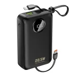 DUDAO K14+ 20000mAh 22.5W Power Bank sisseehitatud Lightning ja USB-C kaablitega - Must