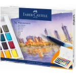 Faber-Castell Creative Studio vesiv&auml;rvikomplekt, 36 v&auml;rvi tahvlites pintsli ja k&auml;snaga, segamispalett kaanes, &otilde;pilasekvaliteet, l&auml;bipaistev, t&auml;iendatav, kaasaskantav plastikust karp