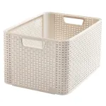 CURVER Box Style L 43,6 x 32,6 x 23 cm kreem &ndash; kokkupandav riidest hoiukarp kaane ja k&auml;epidemetega, 32,7 L