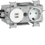 Hager Winsta Schuko pistikupesa kahe USB-C PD 20W laadijaga, polaarvalge GS17019016