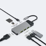 USB Type‑C jaotur Green Cell HUBGC01 &mdash; 7 porti: 3&times;USB‑A 3.2 Gen 1, 1&times;USB‑C 3.2 Gen 1, HDMI, microSD+SD m&auml;lukaardilugeja &mdash; h&otilde;bedane