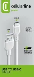 Toitekaabel Cellularline 120cm USB-C USB A Isane Valge