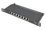 DIGITUS patch-paneel CAT6A varjestatud, 8 porti, 1/2U, 10-tolline riiulipaigaldus, must, RAL 9005