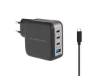 Conceptronic 4-portine 100 W GaN USB PD laadija USB-C laadimiskaabliga, USB-C x 3, USB-A x 1, QC 3.0, PPS