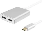 helos 288383 Premium USB-C jagaja, USB 3.1 Type-C &ndash; 2x DisplayPort 1.2, 4K 60 Hz, alumiinium, h&otilde;bedane