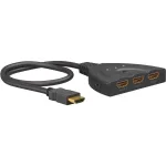 HDMI-Umschaltbox 3 to 1 (4K @ 60Hz), HDMI-l&uuml;liti (must, 55 cm kaabel)