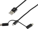 USB-kaabel ShiverPeaks BS14-50068 1 m USB A USB C/Mikro-USB B/Lightning Must