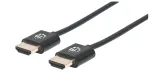 Manhattan HDMI-kaabel Ethernetiga (&uuml;lipaksus), 4K@60Hz (Premium High Speed), 1m, isane-isanele, must, Ultra HD 4k x 2k, t&auml;ielikult varjestatud, kullatud kontaktid, eluaegne garantii