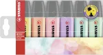 STABILO BOSS ORIGINAL Highlighter Set - 6 Pieces - Pastel Assorted Colours - Chisel Tip - 2 mm / 5 mm - Water-Based Ink