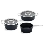 Fissler Adamant potikomplekt, 3 osa: 20 cm pott, 24 cm hautamispott ja 18 cm kastrul, klaaskaantega (156-115-03-000/0)