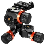 K&F Concept KF31.047 3-Axis Geared Tripod Head, CNC Aluminum, 6kg Load, Arca-Swiss, 1/4 inch-20 & 3/8 inch-16