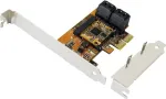 EXSYS EX-3517 7-pordiline SATA III PCIe x2 kontrollerkaart - ASMedia ASM1062 + JMicron JMB575S, 6Gbps, madala profiili kinnitusklamber kaasas
