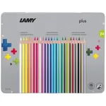 LAMY Dreikant plus v&auml;rvilised pliiatsid, 24 erinevat v&auml;rvi, ergonoomiline kolmnurkne kuju, matt viimistlus, metallist karp 1222010